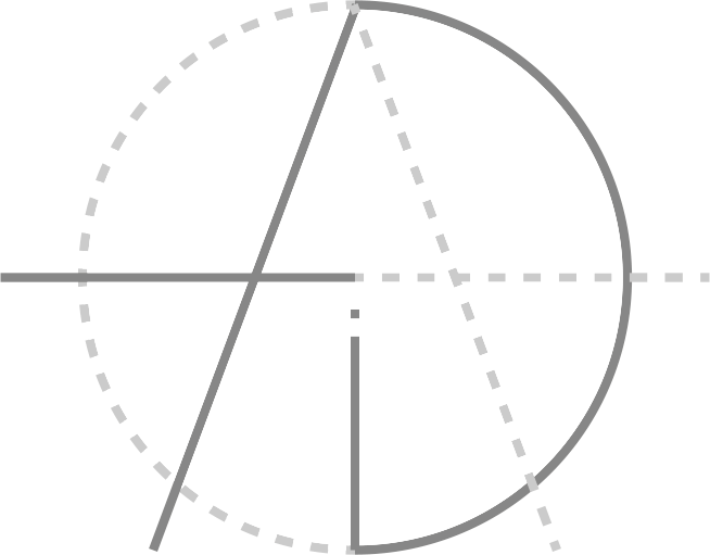 Logo of Ayesha Issadeen. Circle with lines which show an 'A' and an 'I'. Some lines are solid and others are dashed.